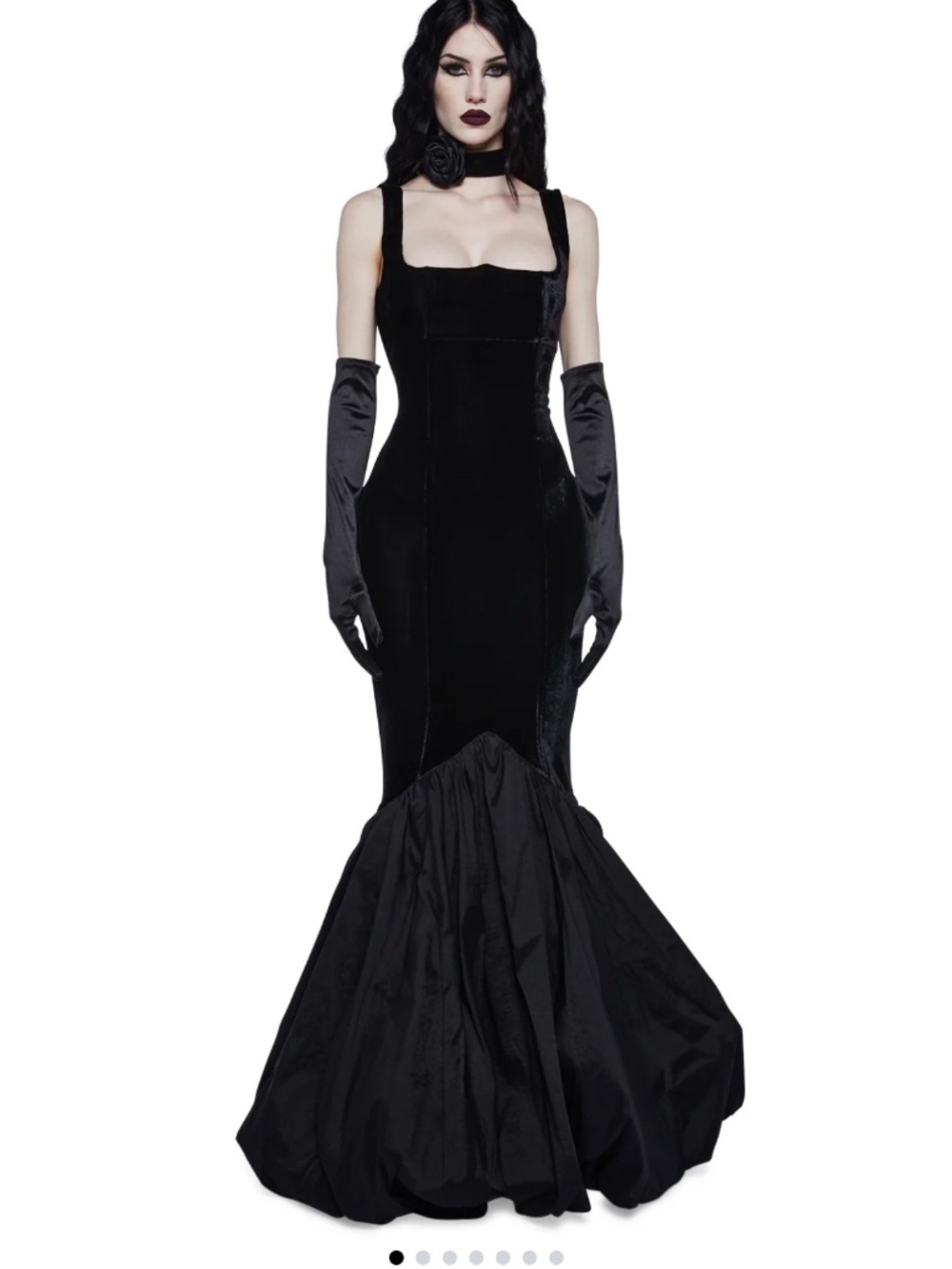 Unholy Black Velvet dress full length LARGE